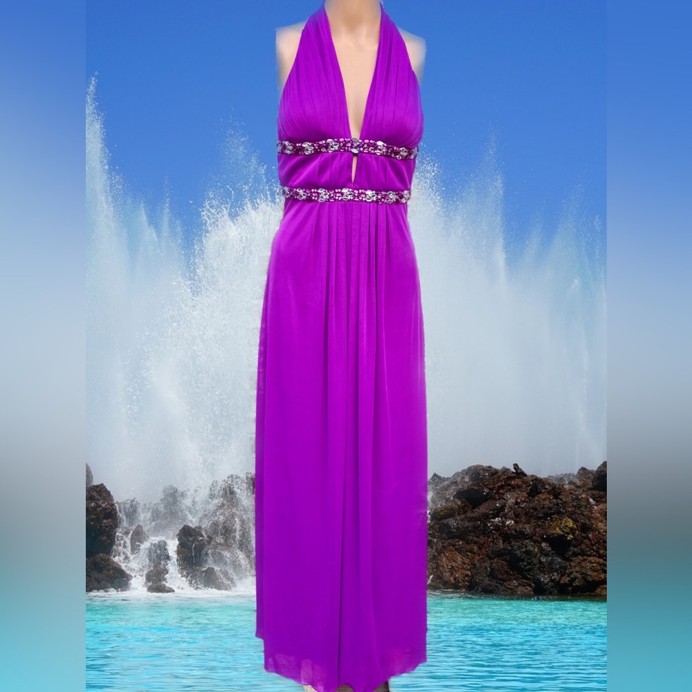 Purple Y2K Deep V Cocktail Prom Formal Dress